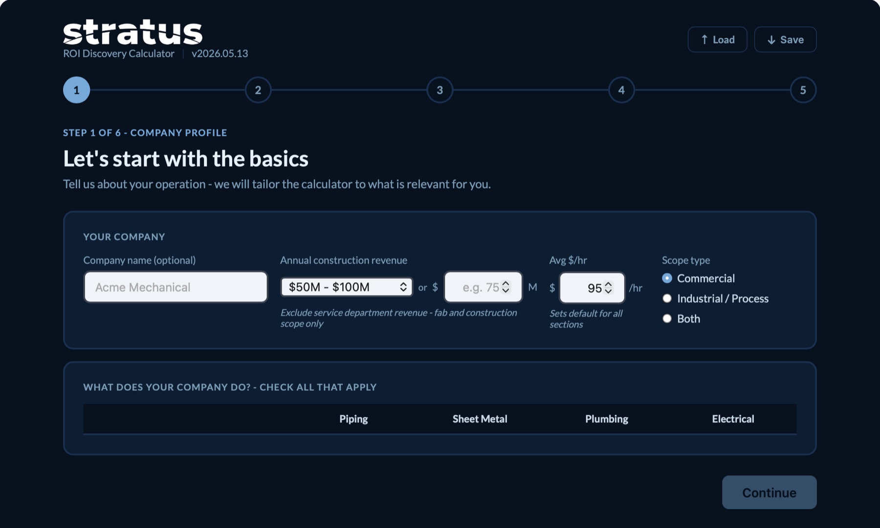 ROI discovery calculator, step one of six