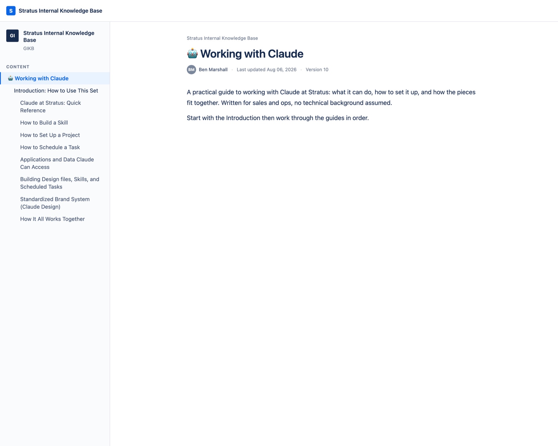 Knowledge base landing page